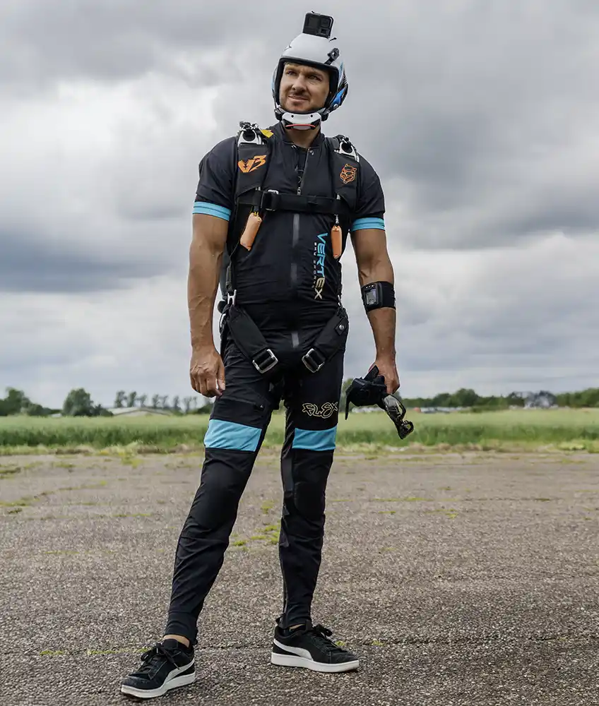 Freefly FLEX Summer skydiving suit. Custom freefly skydiving suits sold by Vertex sky sports UK
