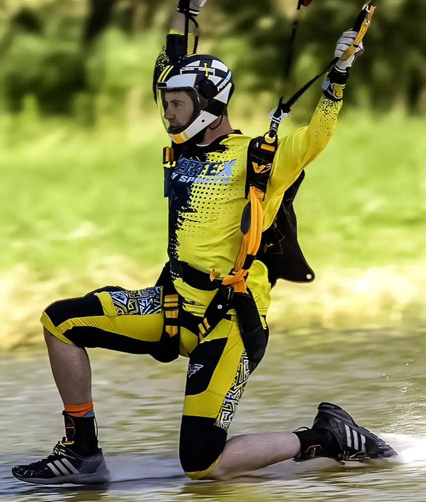 A photo of our skydive / skydiving swoop shorts. These are designed for professional skydiving.
